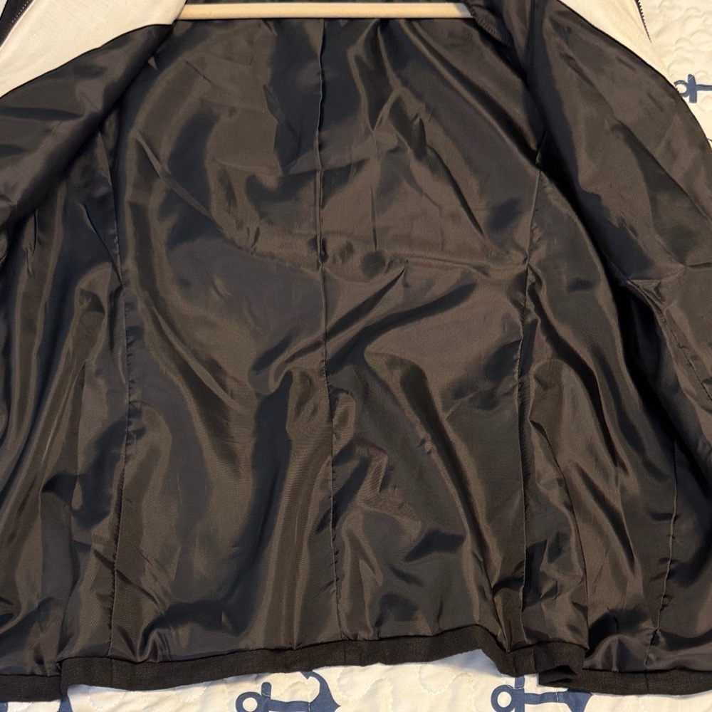 Jessica Howard Vintage Black Linen Blend Zip Up Jacket Contrast Cuff Size 12 - Picture 6 of 10